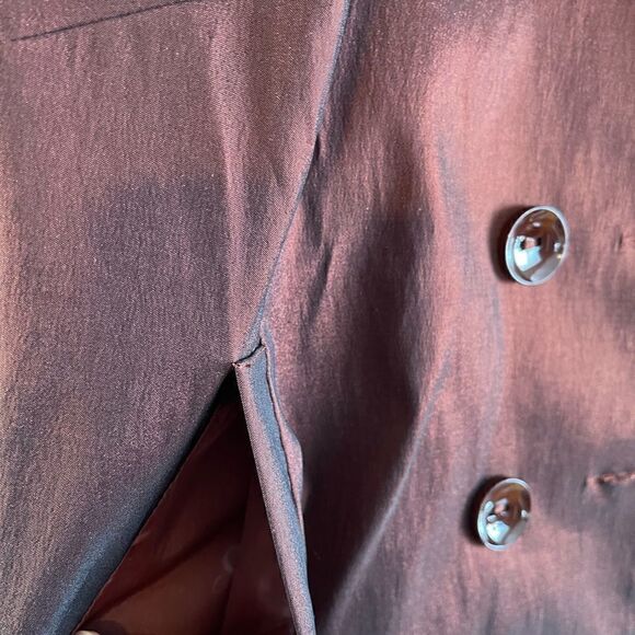 Samuel Dong Double Breasted Short Blazer || SZ M || Burgundy - Picture 11 of 14